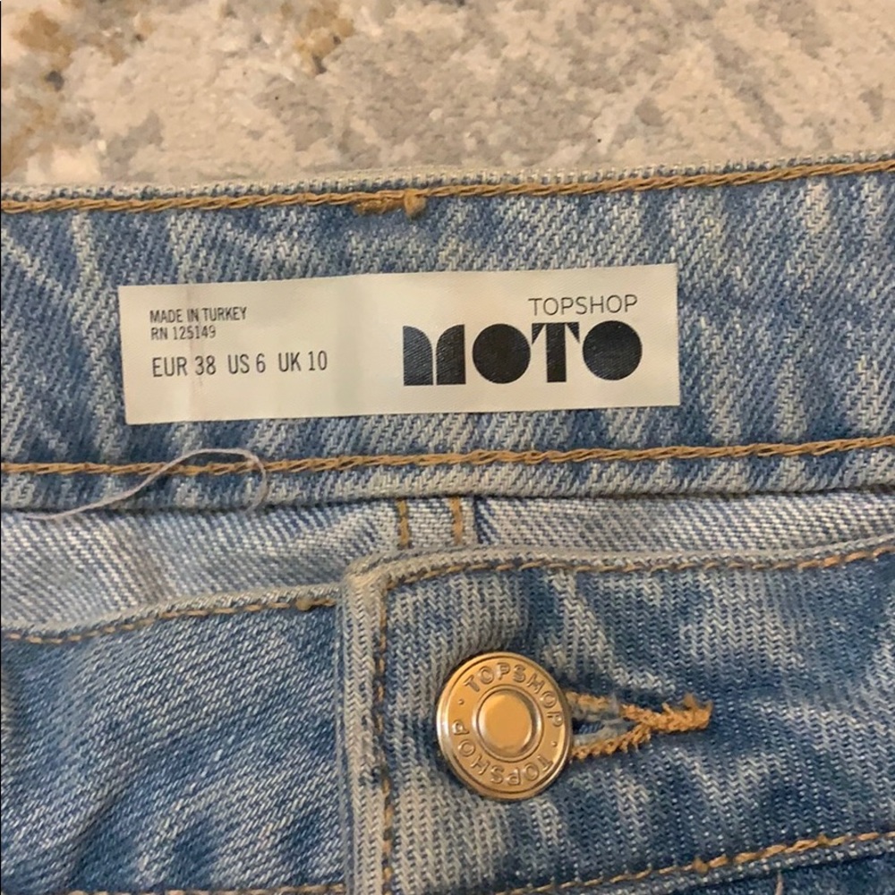 Topshop MOTO Mini Denim Skirt Sz 6 - Picture 5 of 5
